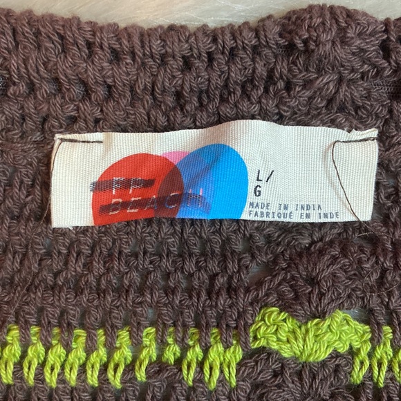 NWOT Free People Beach Donni Crochet Sweater Skirt Set Size L Color Brown/Green - Picture 14 of 16